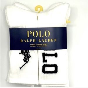 🆕 Polo Ralph Lauren Big Logo Crew Socks 6 pack